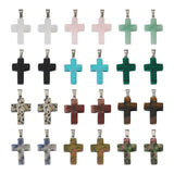 Religion Cross Gemstone Pendants Christrian Charms DIY Jewelry