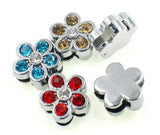 24x60PCS 8MM Rhinestones Flower Slide Charm for 8mm DIY Leather Bracelet