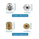 24-60pcs Tibetan Alloy Buddha Dragon Head Beads for Jewelry Making DIY