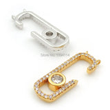 Micro Pave Clear CZ Double Circle Hook Charm for Necklaces