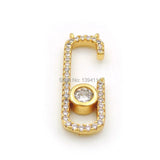 Micro Pave Clear CZ Double Circle Hook Charm for Necklaces