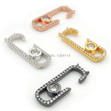 Micro Pave Clear CZ Double Circle Hook Charm for Necklaces