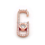 Micro Pave Clear CZ Double Circle Hook Charm for Necklaces