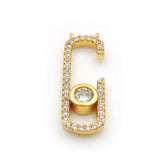 Micro Pave Clear CZ Double Circle Hook Charm for Necklaces