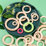 24-86mm Wooden Beads Ring for DIY Craft Jewelry Making