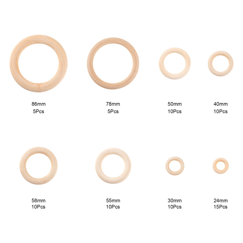 24-86mm Wooden Beads Ring for DIY Craft Jewelry Making