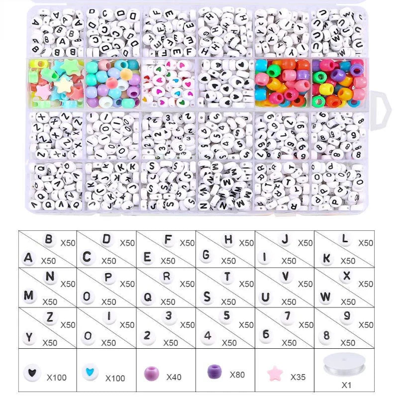 24 Acrylic Letters Beads Set for DIY Bracelets Making