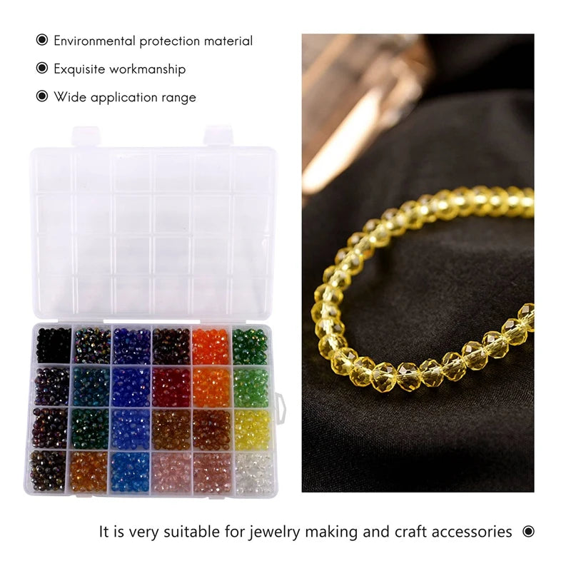 24 Colors 6Mm Faceted Crystal Glass Beads for DIY Craft Bracelet Necklace