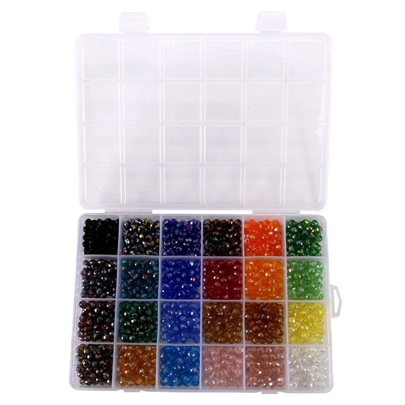 24 Colors 6Mm Faceted Crystal Glass Beads for DIY Craft Bracelet Necklace