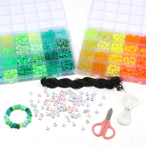 24 Colors Pony Beads Hair Beads Organizer Box Jewelry Kit for Kids Hair Acrylic