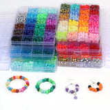 24 Colors Pony Beads Hair Beads Organizer Box Jewelry Kit for Kids Hair Acrylic