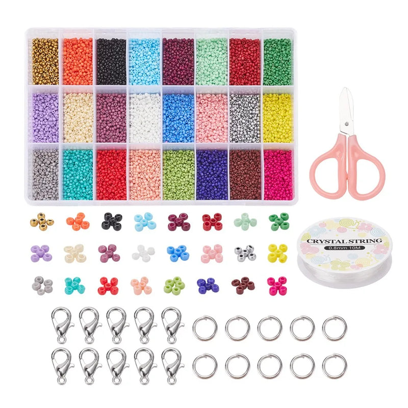 24 Colors Glass Beads Set for DIY Jewelry Making