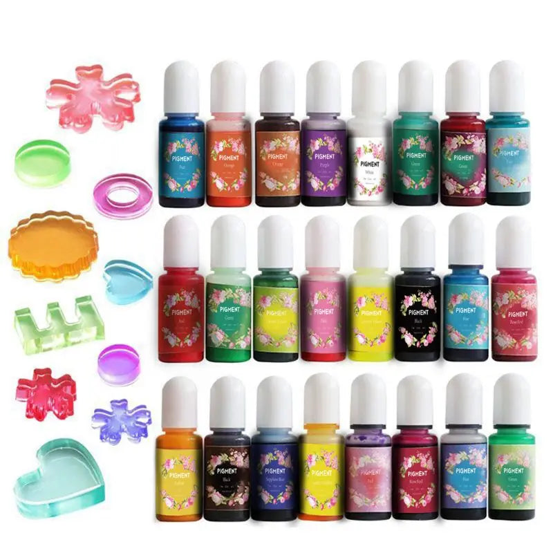 24 Colors Epoxy Pigment Translucent Liquid Resin Colorant 0.35oz Epoxy Resin