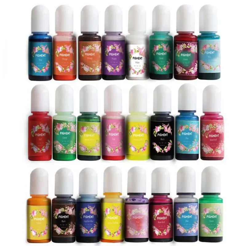 24 Colors Epoxy Pigment Resin Colorant for DIY Crafts 0.35oz Each