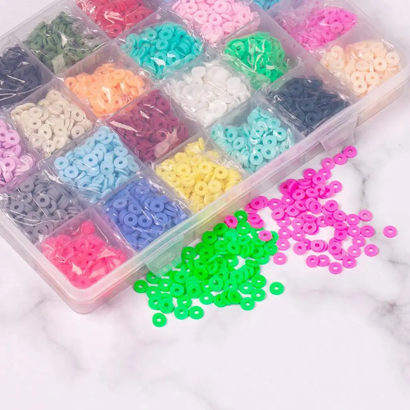 24 Colors Polymer Clay Spacer Beads DIY Kit for Jewelry Making