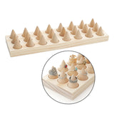 24 Fingers Wood Rings Cone Shape Display Stands & Drawer Storage Jewelry