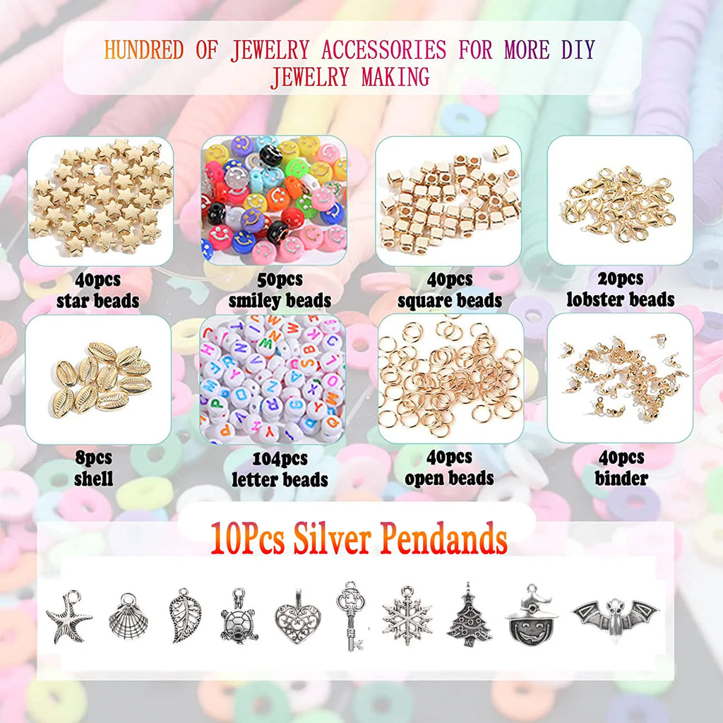 Colorful Clay Beads Set for Kids Jewelry Making