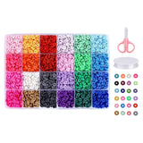 24 Grid Clay Beads 6mm Flat Round DIY Jewelry Making Kit