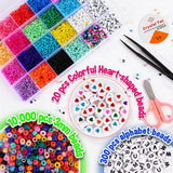 24 Grid Mini Glass Seed Beads Kit Colorful Alphabet Beads For Jewelry Making