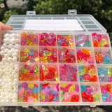 24 Grid Colorful Crystal Glass Beads Kit Box Set for DIY Necklace Bracelet