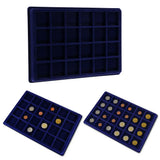 24 Grid Velvet Frame Series Display Tray Coin Case - Blue