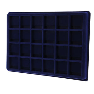 24 Grid Velvet Frame Series Display Tray Coin Case - Blue