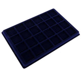 24 Grid Velvet Frame Series Display Tray Coin Case - Blue
