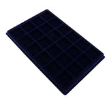 24 Grid Velvet Frame Series Display Tray Coin Case - Blue