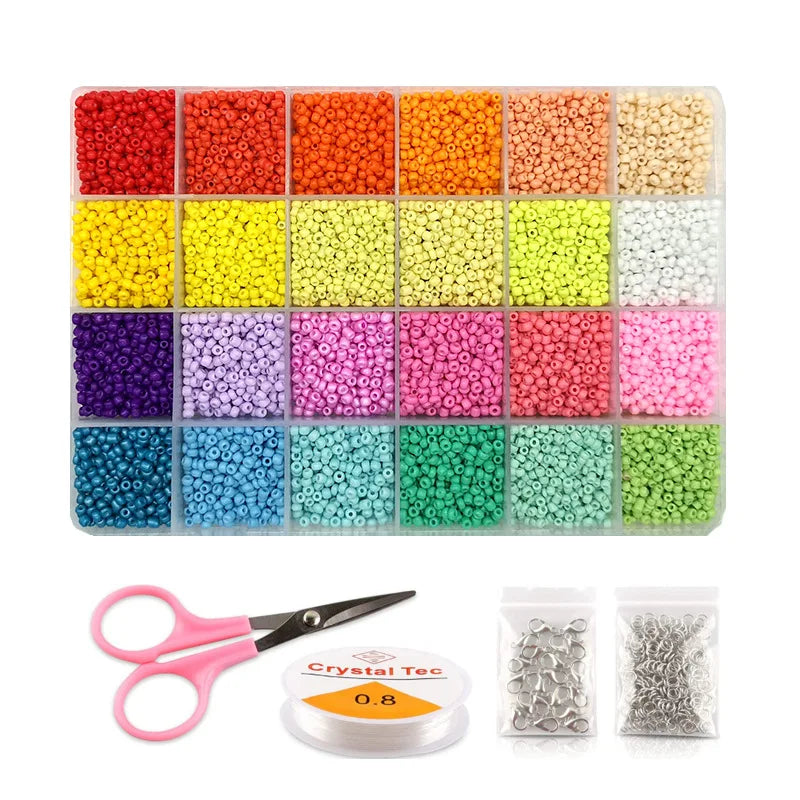 24 Grids 2 3 4mm Glass Bead Box Set for DIY Jewelry Making