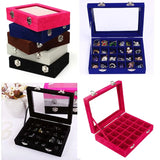 24 Grids Velvet Jewelry Box Organizer Women Jewelery Storage