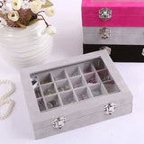 24 Grids Velvet Jewelry Box Organizer Women Jewelery Storage