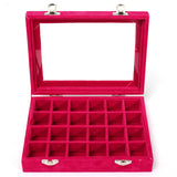 24 Grids Velvet Jewelry Box Organizer Women Jewelery Storage