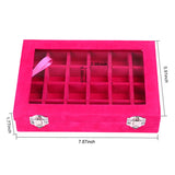 24 Grids Velvet Jewelry Box Organizer Women Jewelery Storage