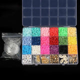 24 Grids Clay Ceramic Heishi Flat Beads Set for Jewelry Making