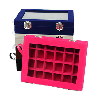 24 Grids Fashionable Case Necklace Earrings Display Storage Box Holder