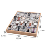 24 Grids Pillow Watch Tray Jewelry Display Boxes Earring Wood Storage Case