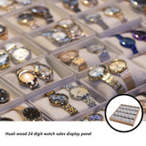 24 Grids Pillow Watch Tray Jewelry Display Boxes Earring Wood Storage Case