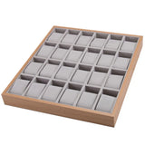 24 Grids Pillow Watch Tray Jewelry Display Boxes Earring Wood Storage Case