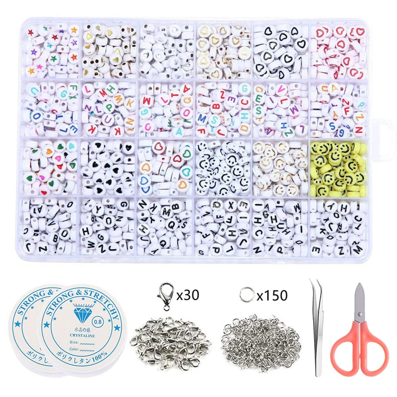 Smiley Letter Beads Box Set with Tools for DIY Crafts