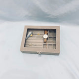 Velvet Jewelry Box with Glass Cover - Ring Display Organizer