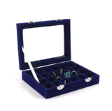 24 Grids Velvet & Glass Jewelry Box for Rings Earrings Colar Organizer