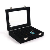 24 Grids Velvet & Glass Jewelry Box for Rings Earrings Colar Organizer