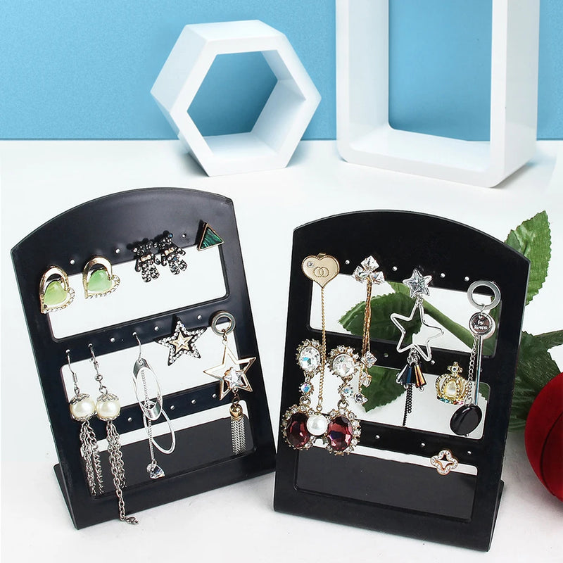 24 Holes Ear Hook Plastic Storage Rack Jewelry Stand Holder