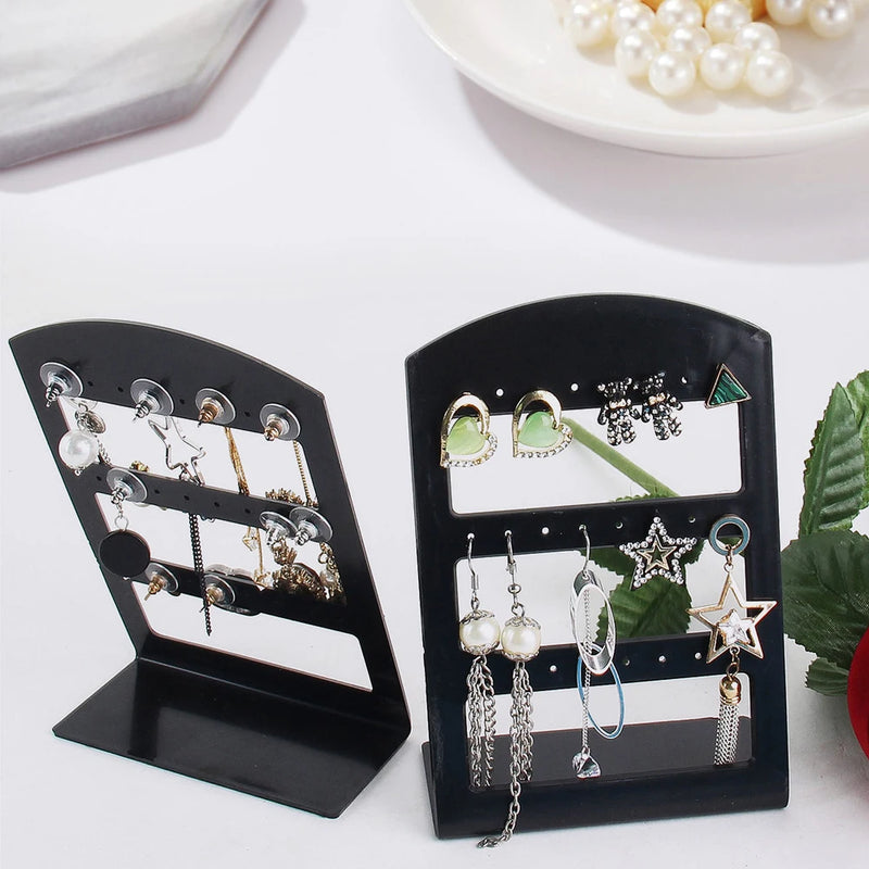 24 Holes Ear Hook Plastic Storage Rack Earrings Display Stand