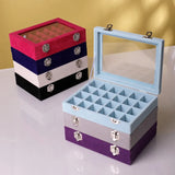 Lattice Flannelette Jewelry Box Organizer Display Storage Case