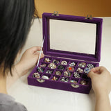 Lattice Flannelette Jewelry Box Organizer Display Storage Case