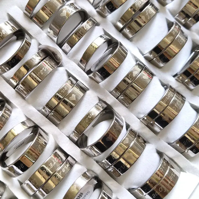24 PCS Classic Couple Rings Set Stainless Steel Wedding Lover's Romantic Gift