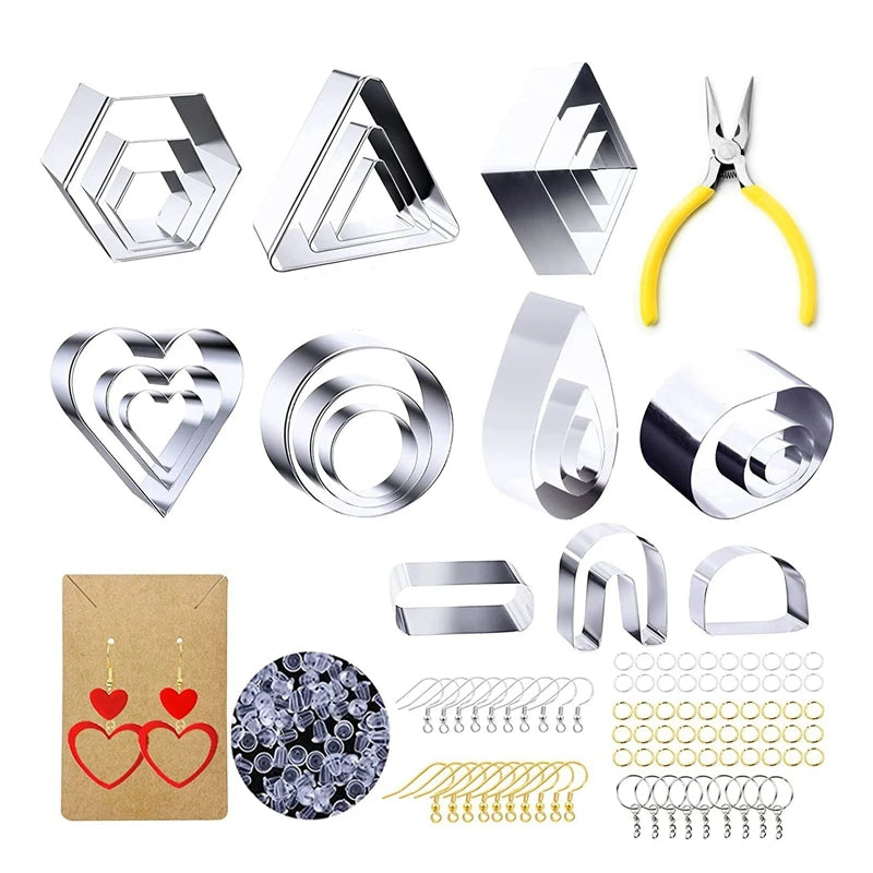 24 PCS Clay Earring Jewelry Cutters, Earring Cards & Hooks