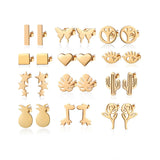 24 PCS Minimalist Stainless Steel Butterfly Heart Stud Earrings for Women