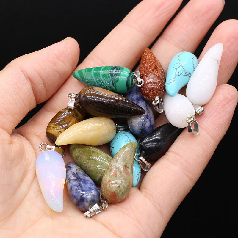24 PCS Turquoise Opal Stone Pendant Jewelry Making Necklace Earring Gift